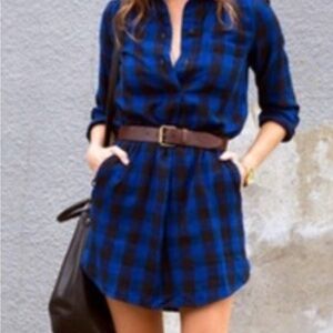 Madewell Royal Blue and Black Striped Dress
